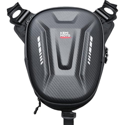 KEMIMOTO Motorcycle Magnetic Tank Bag, EVA Hard Shell Thigh and Drop Leg Bag, Motorcycle Waist Pack for Men and Women, Ideal for Cycling, Hiking and Running, 12L, Black