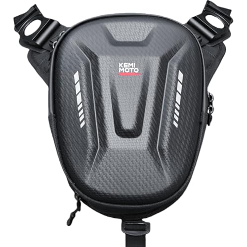 KEMIMOTO Motorcycle Magnetic Tank Bag, EVA Hard Shell Thigh and Drop Leg Bag, Motorcycle Waist Pack for Men and Women, Ideal for Cycling, Hiking and Running, 12L, Black