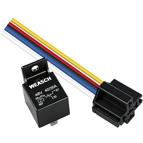 2 Pack 48V 40/30A Car Relay Harness, 5-Pin SPDT, 12AWG Harness Sockets, Automotive Switches and Starters, for Automotive Truck Van Motorcycle Boat - size: 5-Pin 48V