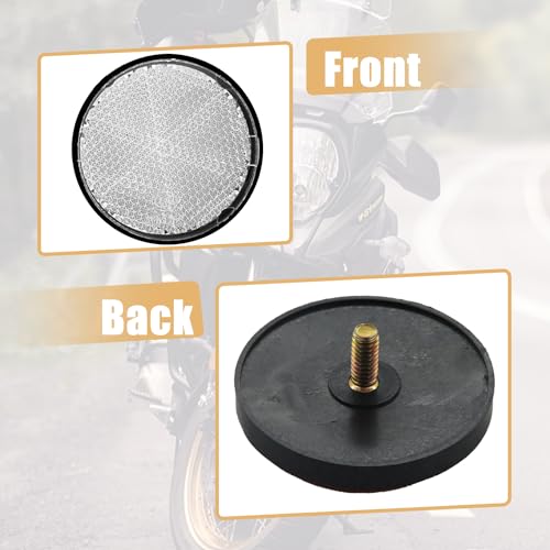 2Pcs Motorcycle Reflectors 2.2" Round Reflective Warning Reflection for Scooter ATV Boats Trucks with Nuts White - color: White