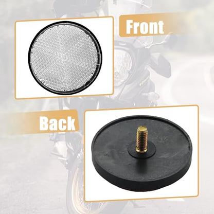 2Pcs Motorcycle Reflectors 2.2" Round Reflective Warning Reflection for Scooter ATV Boats Trucks with Nuts White - color: White