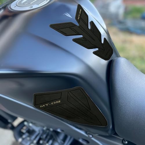 NIGHT CAT Motorcycle Fuel Tank Protector Compatible with Yamaha MT09 Fuel Tank Pad Non-SlipTank Side Traction pad Gas Tank Sticker Set(Black Fishbone Sticker) - color: Black-fishbone Sticker