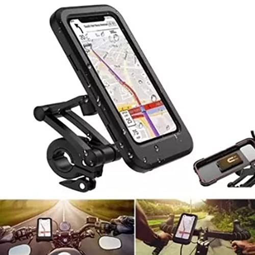 Tyenaza Motorcycle Navigation Bracket, Motorcycle Phone Holder Waterproofs Sensitive TPU Touch Screen 360° Rotation Bike Navigation Mount