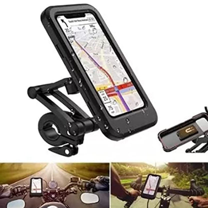 Tyenaza Motorcycle Navigation Bracket, Motorcycle Phone Holder Waterproofs Sensitive TPU Touch Screen 360° Rotation Bike Navigation Mount