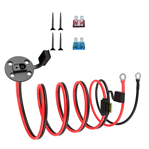 ELFCULB SAE Power Socket Sidewall Port to O Ring Terminal Connector, 14AWG 5FT SAE Battery Cable with 10A 15A 20A Fuse, Compatible for Car Solar Generator Battery Charger - color: SAE Socket to O Ring, size: 5FT