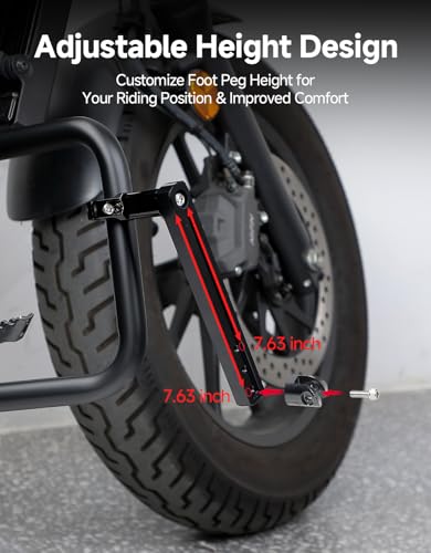 KEMIMOTO Motorcycle Highway Foot Pegs – Adjustable Universal Crash Bar Pegs for 7/8”–1.25” Round Frame Bars, Folding & Rotating Design, Compatible with Rebel 300 500, V-Strom, KLX650