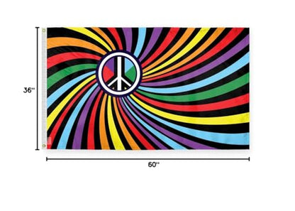 AGAS Peace Swirl Rainbow Flag 3x5 Ft - Polyester - Plated Grommets - Swirl Pride Body Flag 3 x 5 Ft Swirl Pride Banner - color: 3x5 ft Polyester