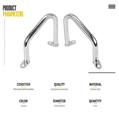 Crash Bars for T-riumph Bonneville Bobber Bonneville T100 T120 Street Twin Cup Thruxton 1200 R Motorcycle Steel Highway Engine Guard Bumper Frame Falling Protectors 2016 2017 2018 2019 2020 (Chrome) - color: Chrome