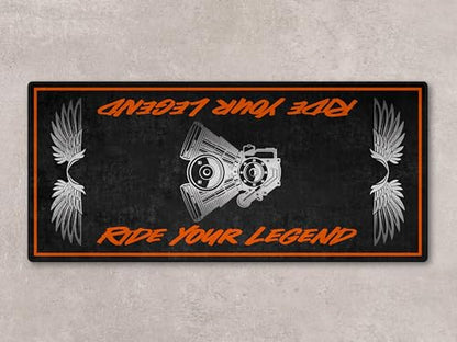 Garage Mat with Ride Your Legend Lettering Chopper, Cruiser and Custom Motorcycles, Parking Mat, Washable Non-Slip Garage and Showroom Floor Carpet(Size 2:102x47/260x120cm) - size: Size 2: 102 x 47 "/ 260 x 120 cm