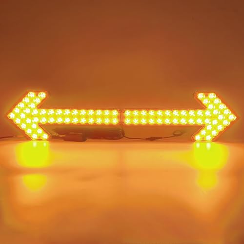 CFLMYYXGS 12V-24V 640 LED Universal Waterproof Vehicle Arrow Pilot Signal Light Watering Cart Sweeper Work Car Construction Vehicle LED Pilot Light Wrecker Indicator Light bar(Amber-Case-Amber) - color: Amber-Case-Amber LED