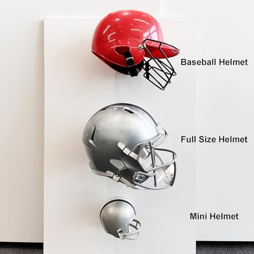 4 Pack Football Helmet Wall Mount Display Holder Hanger for Full or Mini Helmet, Floating Case Shelf Stand, Black