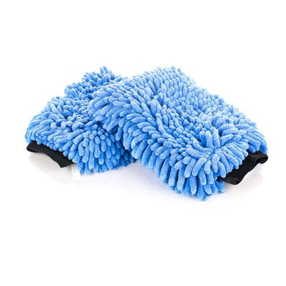 The Rag Company - Premium Chenille Microfiber Knobby Wash Mitts - Perfect for Car Washing and Detailing; Scratch-Free, Lint-Free, Double-Sided, Plush, and Absorbent; Blue (2-Pack) - color: Blue