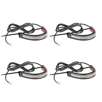 4Pcs Universal Motorcycle Tail Light Strip 2 Color(White + Yellow) 3014 36SMD LED Turn Signal Lamp DRL Daytime Running Light 12V for Motorcycle Scooter Quad Cruiser Off Road
