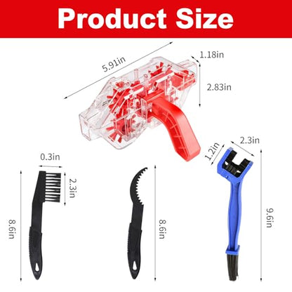 DKE&YMQ Bike Chain Cleaner Kit - Transparent bicycle chain cleaner with large and small brush tool, Deep clean chain machine for mountain and road bikes