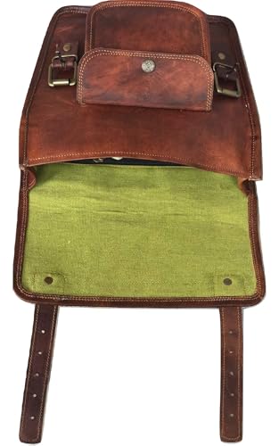 Leather Side Pouch | Motorcycle Bag Saddlebags | Handlebar Sissy Bar | Panniers Travel Tool Bag For Bike And Bicycle 11 x 3 x 9 Inches