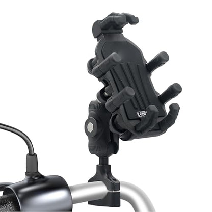 Motorcycle Phone Bracket, Motorcycle Phone Holder with Vibration Dampener High Speed Secure Lock Adjustable for Scooter ATV 4.9 to 8.1in