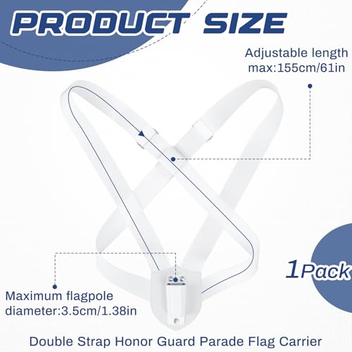 Jecery Double Strap Parade Flag Carrier Parade Harness Color Guard Flag Pole Holder Nylon Sling Carrying Belt for Parades(White) - color: White, style: Double Strap