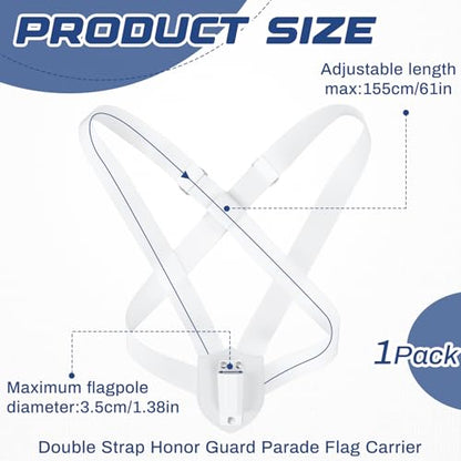 Jecery Double Strap Parade Flag Carrier Parade Harness Color Guard Flag Pole Holder Nylon Sling Carrying Belt for Parades(White) - color: White, style: Double Strap