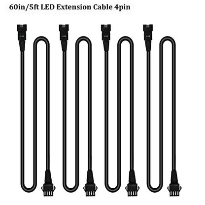 RGB LED Extension Cables, 4PCS 5 Feet Extension Cables and 2PCS 3 Way Y Splitter for Motorcycle LED Strips, Underglow Neon Accent Light Kit, Rock Light Extension Wire Cord