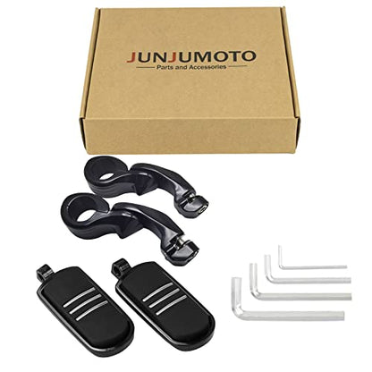 Highway Pegs Foot Rest Fit for Harley Sportster Dyna Touring Street Glide Road Glide Road King Electra Glide with 1.25 inch Highway Bar (Black) - color: Streamliner Black Style