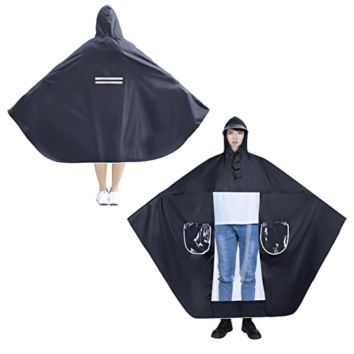 Unisex Adult Poncho Waterproof Rain Poncho Outdoors Bike Ebike Motorcycle Scooter Cycling Jacket Raincoat Cape Rain Cover - color: Navy