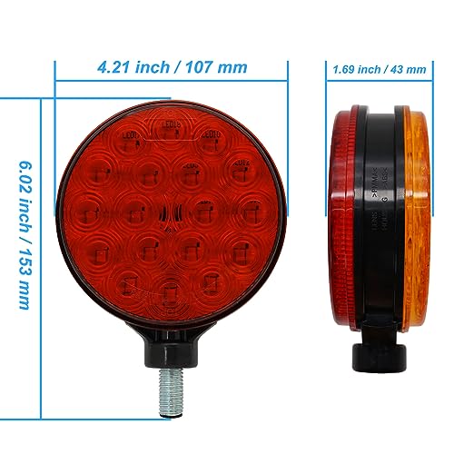 2-Pack 4" Round Dual-Face Red and Amber Lens 12V Turn Signals Direction Indicator Light Side Marker Warning Lights for Boat Trailer SUV Camper RV Off-Road Kenworth Peterbilt Freightliner Trucks - size: 2Pcs Direction Indicator Light