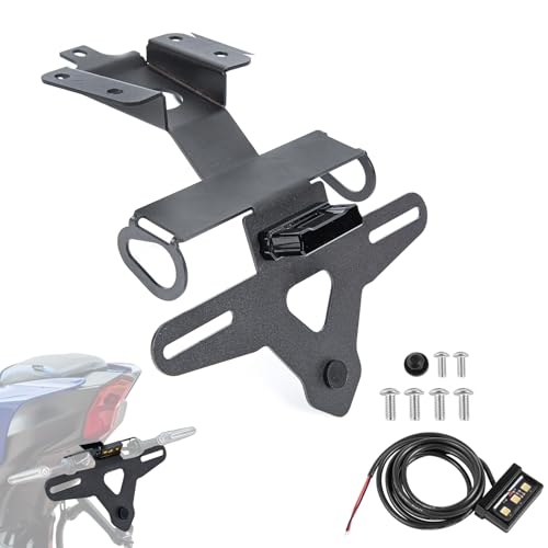 Motorcycle License Plate Bracket for YZF-R7 2021-2026, MT-07 FZ-07 2021-2024, Fender Eliminator With LED Light, Motorcycle Tail Tidy License Plate Holder Mount