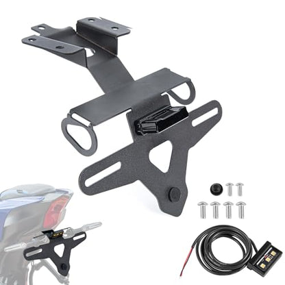 Motorcycle License Plate Bracket for YZF-R7 2021-2026, MT-07 FZ-07 2021-2024, Fender Eliminator With LED Light, Motorcycle Tail Tidy License Plate Holder Mount