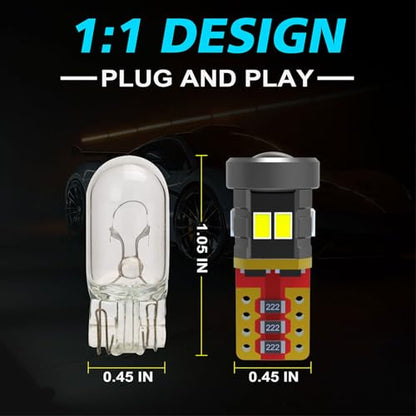 194 LED License Plate Light Bulb 400% High Brightness T10 168 2825 W5W Bulbs for Dome Map Door Courtesy Interior Car 6000K White, Pack of 2 - size: 194/T10