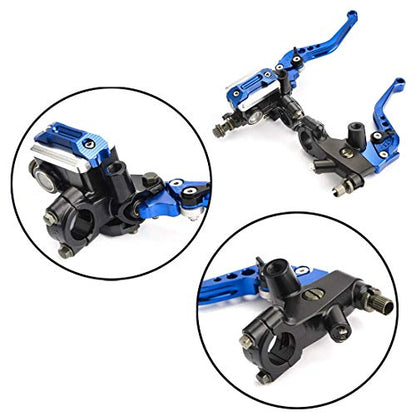 7/8" 22mm Motorcycle Brake Levers Handlebar Brake Reservoir Master Cylinder Clutch Lever Set Compatible with Harley Honda Suzuki Yamaha Blue Motorbike Brake Lever - color: Blue