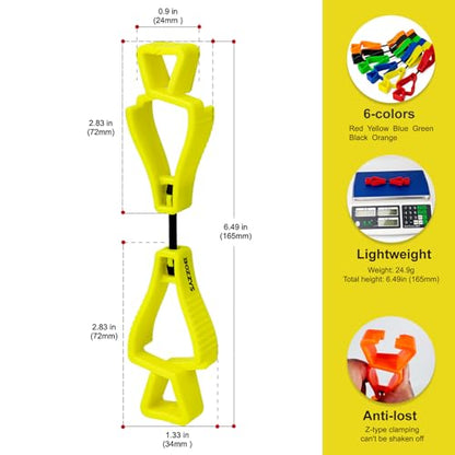 Glove Clips for Work Glove Holders - color: Double Zclip-yellow Bd-aj122-6pcs