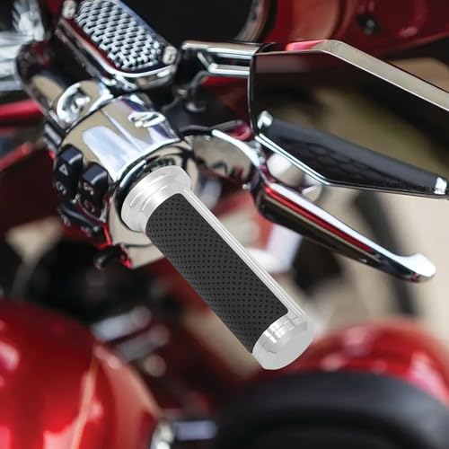Motorcycle 1" Hand Grips Handlebar Grips Cable Throttle Fit for Harley Touring Street Glide Road King Road Glide Electra Glide Dyna Softail - color: #3 Chrome