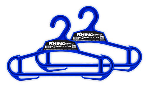 Rhino Tough Hook Heavy Duty Clothes Hangers – USA-Made Military Grade Coat Hanger for Body Armor & Jacket – 200-lb Capacity Suit Hangers for Heavy Apparel, 2 Blue - color: Blue, size: Pack of 2 (Original)