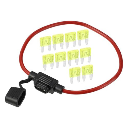 20A Mini Blade Stye Fuse 12 AWG Fuse Holder Waterproof 12 Gauge Fuse Holder Blade Style Inline Fuse Holder Metal Black