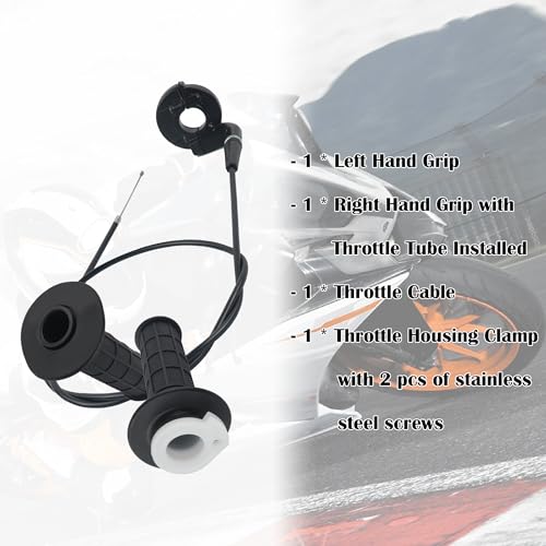 IHOTDER Throttle Cable Kit,Motorcycle Handlebar Grips with Twist Throttle & 47" Throttle Cables,Universal Bike Throttle Assembly Compatible with 7/8" 110-250cc Motorcycle Bike ATV