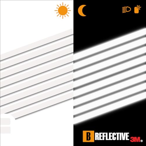 Set of 8 Retro Reflective Stickers for Scooters, Bikes, Motorcycles,... - Multi Support Strips - High Visibility - 3M Technology™ - Maximum grip - color: Silver / White