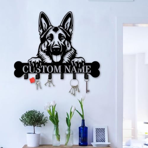 Personalized German Shepherd Key Holder, Dog Key with Metal Hooks Coats, or Accessories (German Shepherd Key Holder) - color: German Shepherd Key Holder