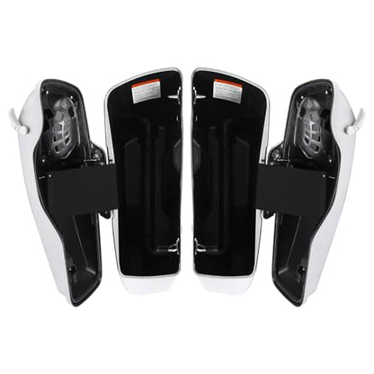 HR3 Custom 4" Stretched Hard Saddlebags w/Speaker Lids Compatible with 2014-later Harley Touring Road King Road Glide Street Glide Ultra Limited FLHT (Candy Red/Silver Honeycomb Fade) - color: Custom- Candy Red / Silver Honeycomb Fade