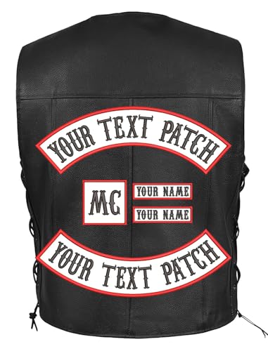 5Pcs Custom Biker Embroider Patches Personalized Rocker Patch Rider Motorcycle Patches Back Name Patch for Vest Jacket Multiple Sizes and Colors (White) - color: White