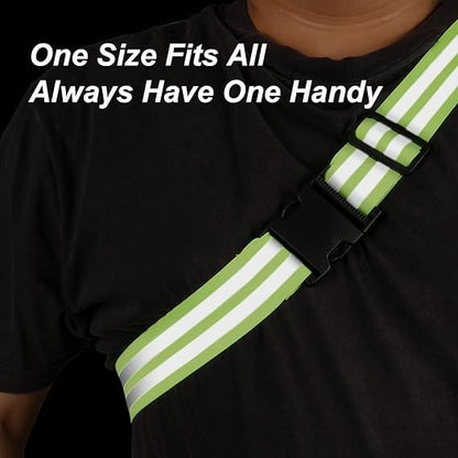 Little World Reflective Belt, Reflective Running Gear Elastic Reflective Sash - color: Green, Orange