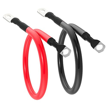 4 AWG Battery Cable 4AWG Gauge Pure Copper Battery Inverter Cables with 3/8 in Lugs Both Ends Power Inverter Wire Set for Automotive Solar Marine Boat RV Car Motorcycle Red and Black (2FT) - size: 2ft