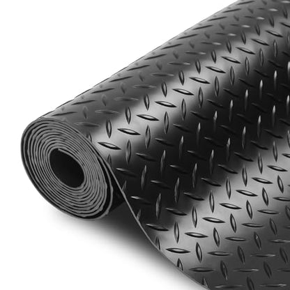 SEAL 6 x 15 FT Premium Garage Floor Mat, Solid 2.8mm Thick Lay-Flat Black Commercial Grade Heavy Duty Parking Mat for SUV, Sedan, Workshop, Water/Stain Resistant Runner (Embossed Diamond Plate) - size: 180"L x 72"W x 0.1"Th