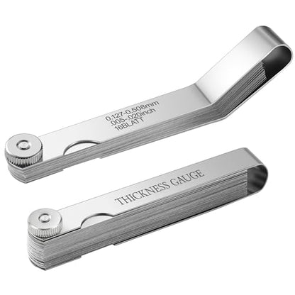 Ceinueia 2PC Feeler Gauge Set – Straight & Angled Stainless Steel Gap Tool for Valve, Spark Plug, Automotive, Piston, Guitar – Inch & Metric