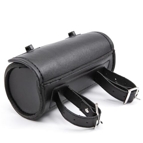 Mini Motorcycle Handlebar Bag Saddlebag Roll Tool Bag for Cafe Racer Bobber Chopper Storage pouch (Black) - color: Black