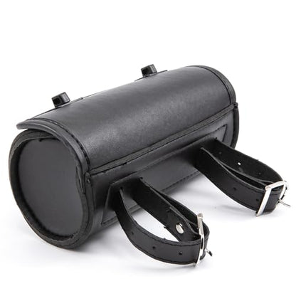 Mini Motorcycle Handlebar Bag Saddlebag Roll Tool Bag for Cafe Racer Bobber Chopper Storage pouch (Black) - color: Black
