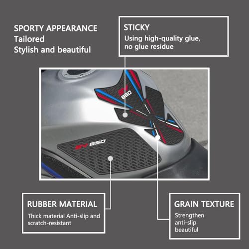 FOR SV650 SV650X Sv650 Sv650x 2026 2025 2024 2023 2022 2020-2016 Tank Grip Motorcycle Fuel Tank Pad Fuel Tank Fuel Tank Protector Protective Decal Sticker Fuel Tank Protector Fixed Non-slip Waterproof