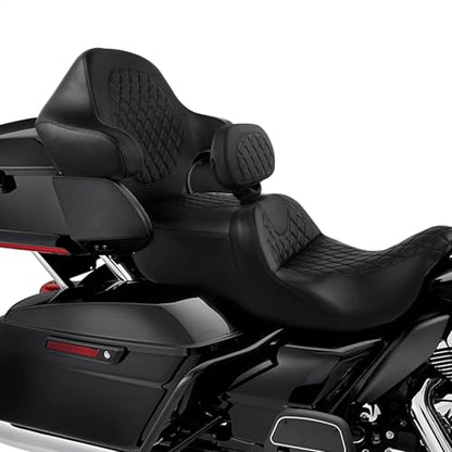 Roadsofa Standard Reach Seat Gel Rider Cushion with Rider Backrest and King Tour Pack Trunk Backrest Pad fit for Harley Touring Road King Street Glide Road Glide Electra Glide 2014-2023 Black Black - color: Gel Style B Black Seat + 2 Backrest