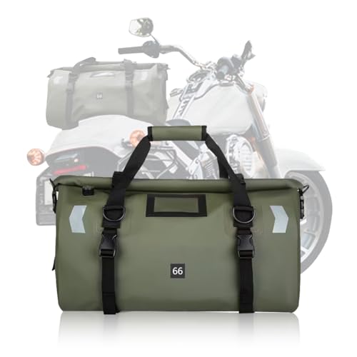 Waterproof PVC Motorcycle Dry Bag 66L Motorcycle Tail Saddle Bag Travel Luggage Storage Bag Roll Pack Bag Green - color: Green no logo