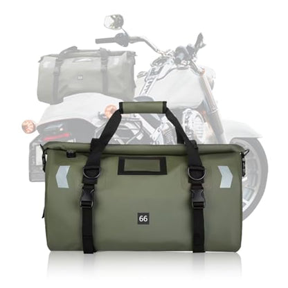 Waterproof PVC Motorcycle Dry Bag 66L Motorcycle Tail Saddle Bag Travel Luggage Storage Bag Roll Pack Bag Green - color: Green no logo