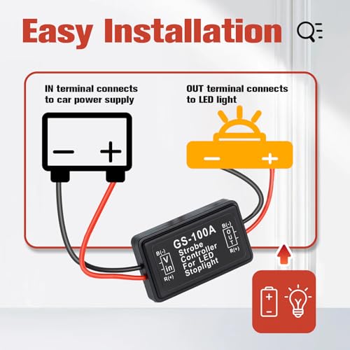 Podoy GS-100A Flash Strobe Controller Flasher Module for LED Brake Tail Stop Light 12V-24V